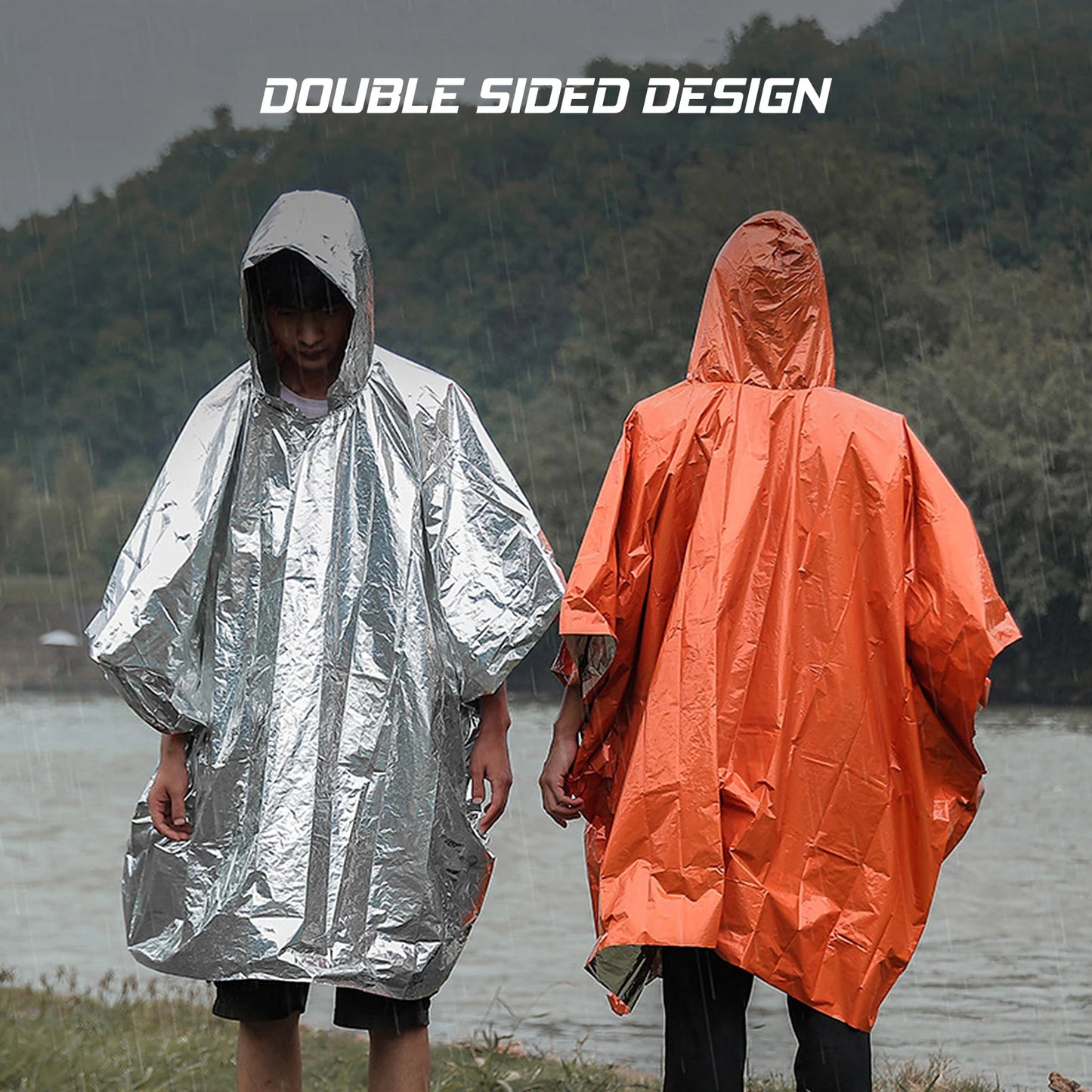 4/8pcs Emergency Thermal Rain Poncho