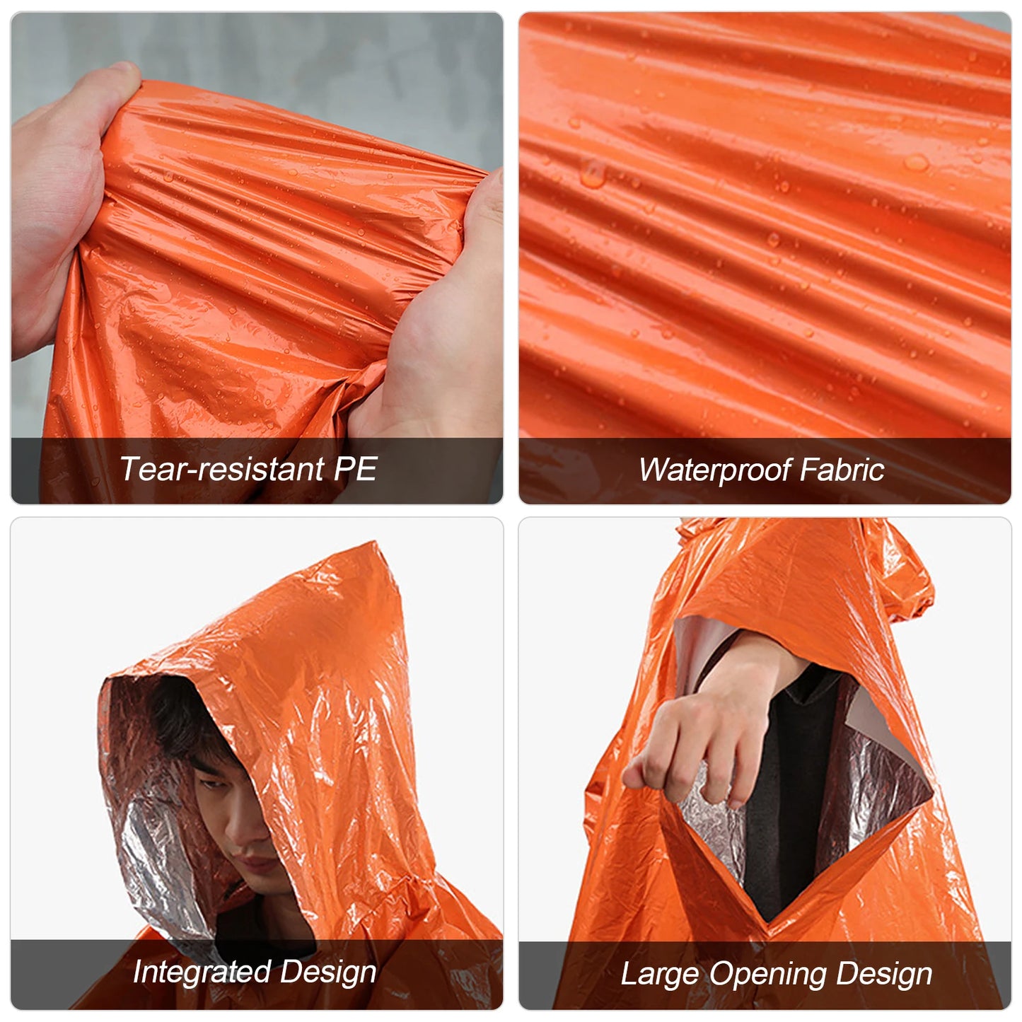 4/8pcs Emergency Thermal Rain Poncho