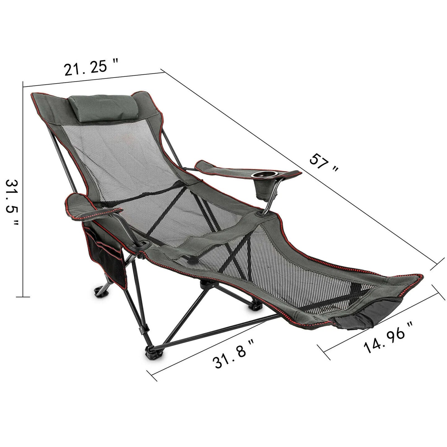 VEVOR Outdoor Folding Camp Chair Backrest With Footrest Portable Bed Nap Chair For Camping Fishing Foldable Beach Lounge Chair