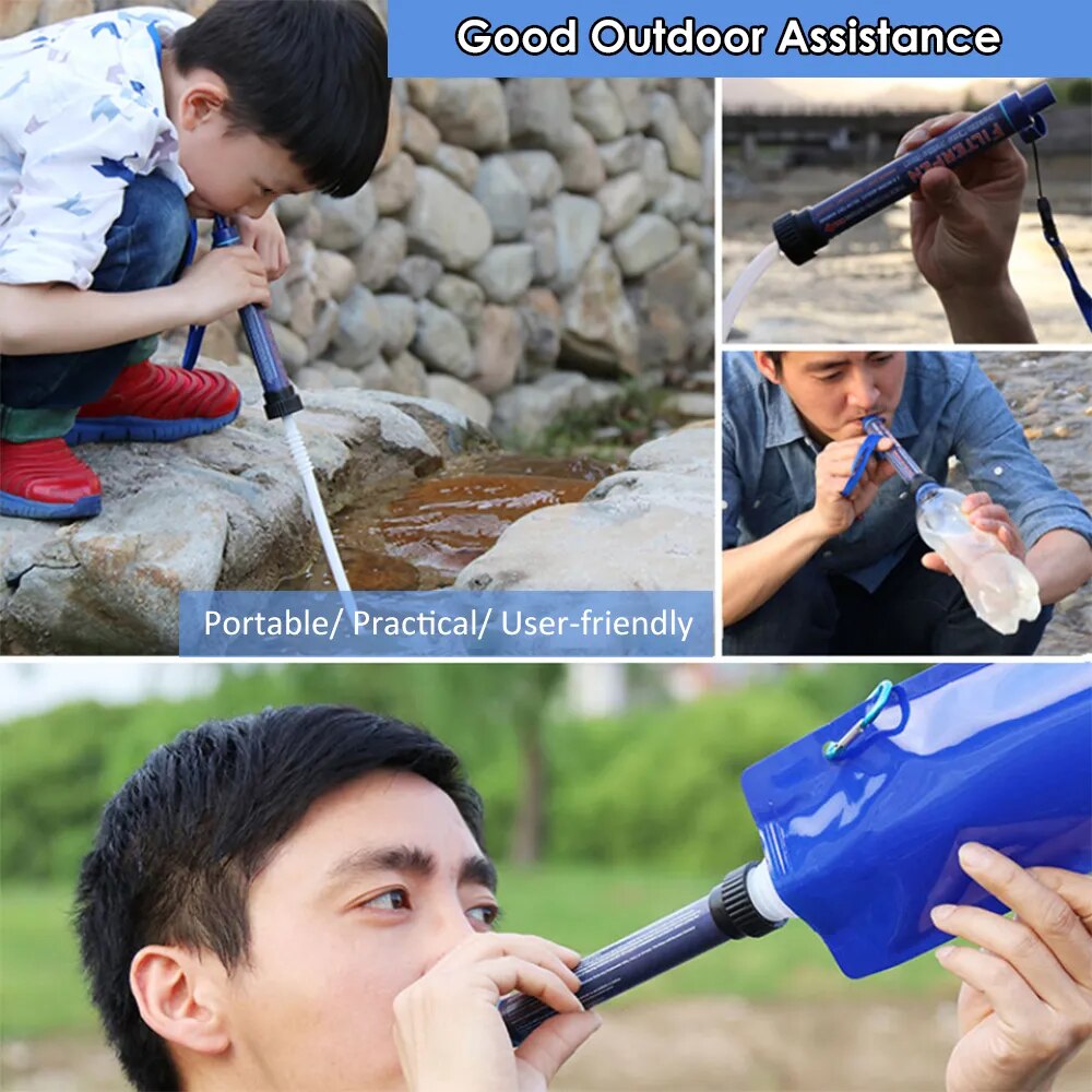 Camping Water Filter Straw Water Purifier Filtration System Bottom Thread Ultrafiltration Film Outdoor Emergency Survival Tools