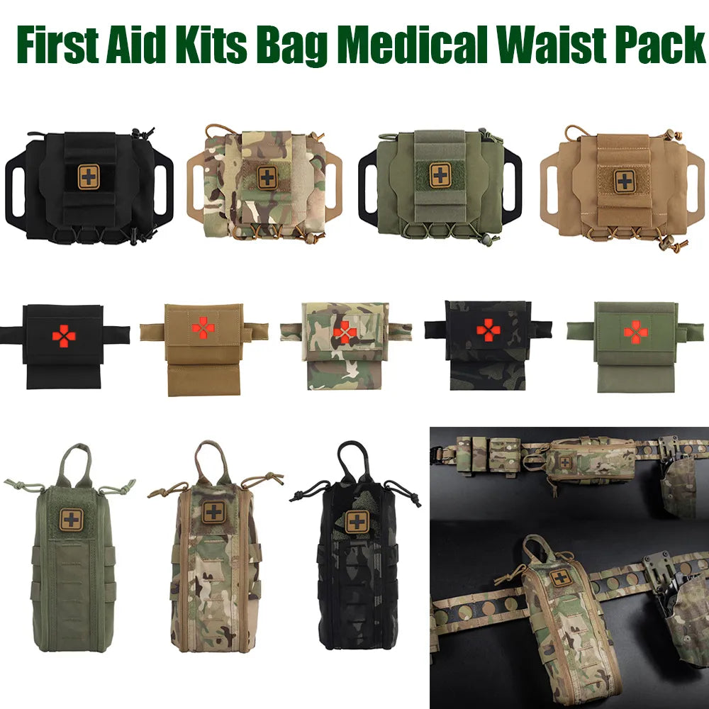 Molle Ifak Pouch Tactical First Aid Pouch Two Piece System Medical kit Bag Multi-Purpose EMT Pouch Outdoor Hiking Hunting Bag