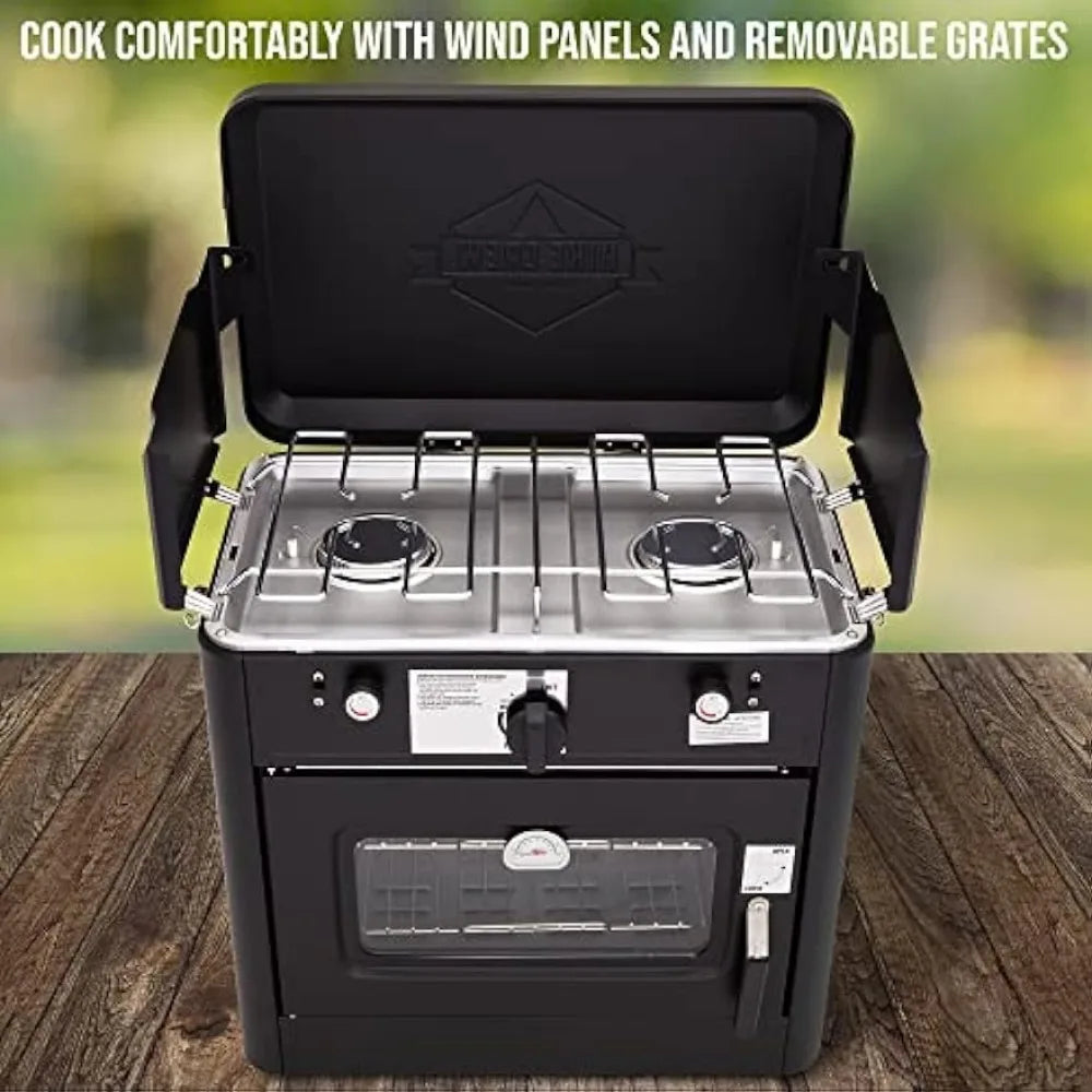 Portable Propane 2-Burner Stove & Oven w/Carry Bag