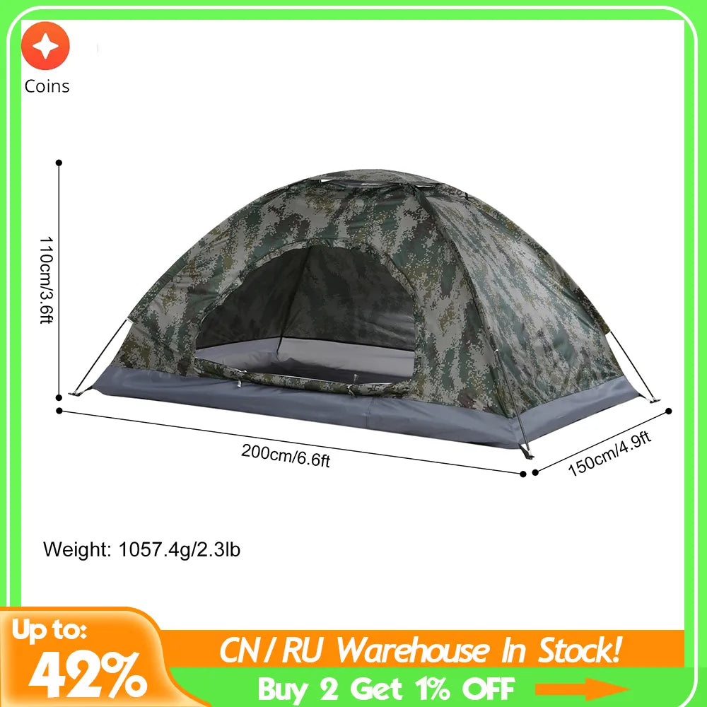 Ultralight Waterproof Camping Tent Single Layer Portable Tent Anti-UV Coating UPF 30+ for Outdoor Beach Fishing Fine Mesh Door