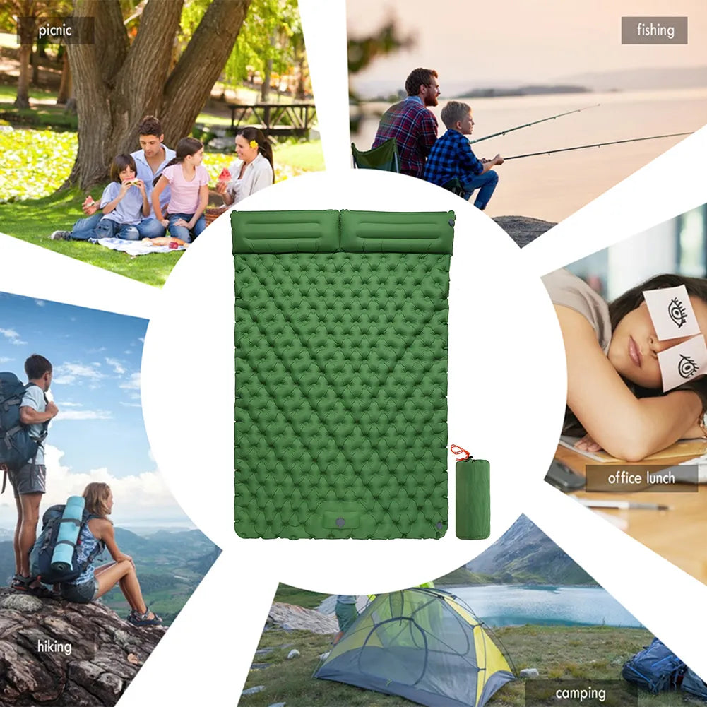 Outdoor Camping  Foldable Inflatable Mattress Extra Wide Sleeping Pad Ultralight Folding Bed Sleeping Mat Car Travel Mat Equipme