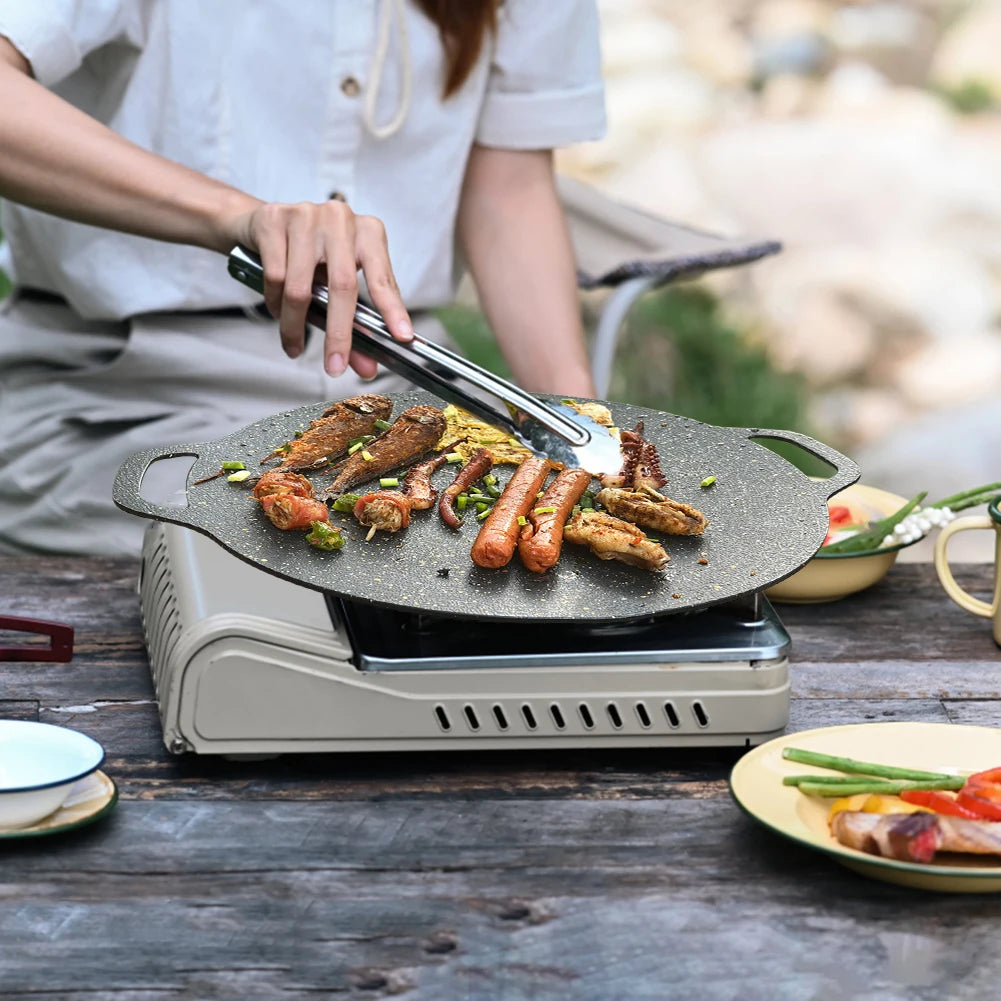 Korean Round Non-Stick Camping Barbecue Plate