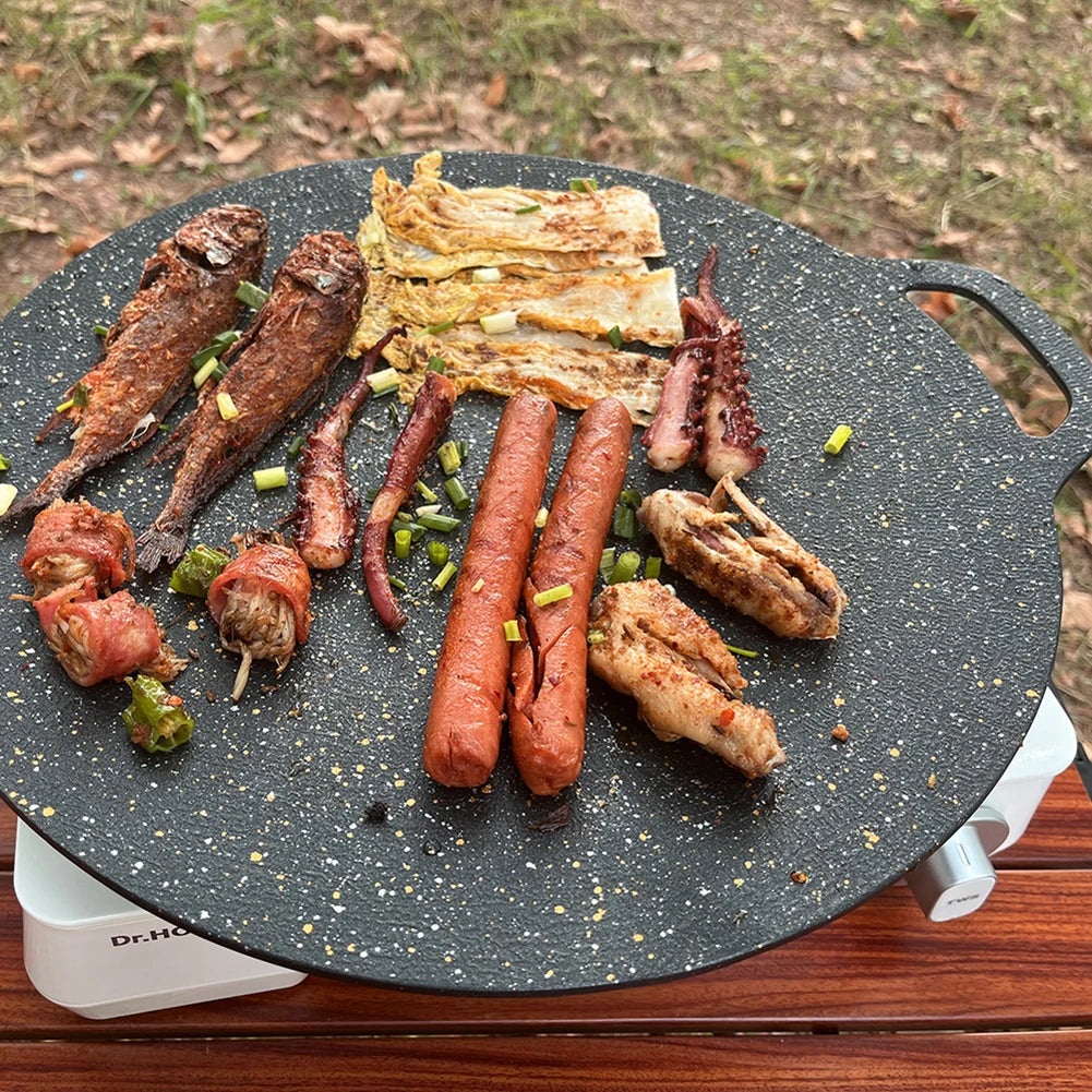 Korean Round Non-Stick Camping Barbecue Plate