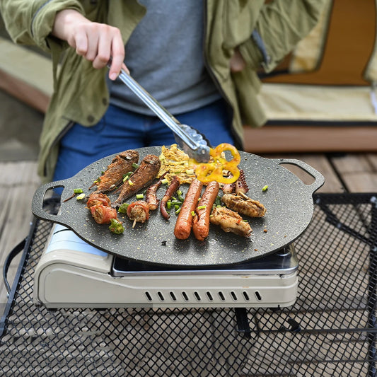 Korean Round Non-Stick Camping Barbecue Plate