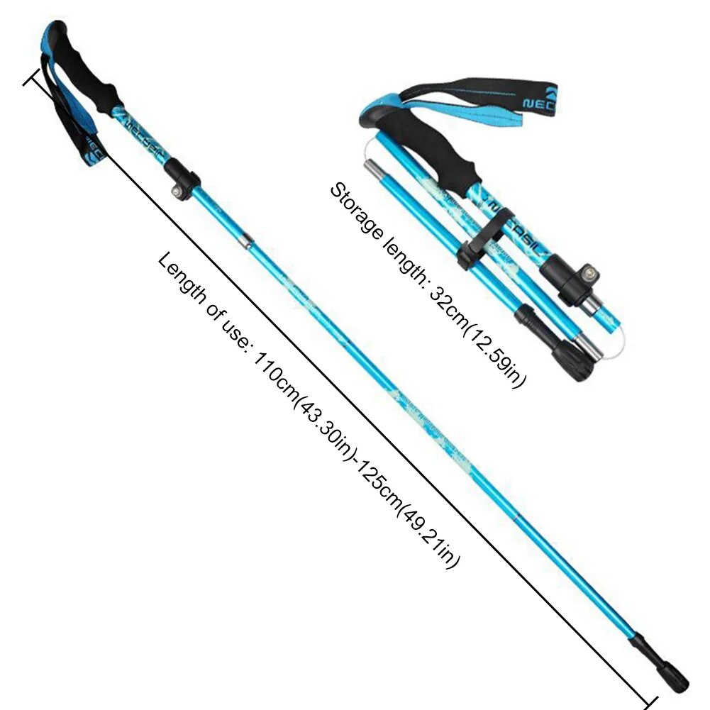 5-Section Outdoor Fold Trekking Pole Climbing Walking Hiking Telescopic Stick Aluminium Alloy Adjustable for Camping Walking