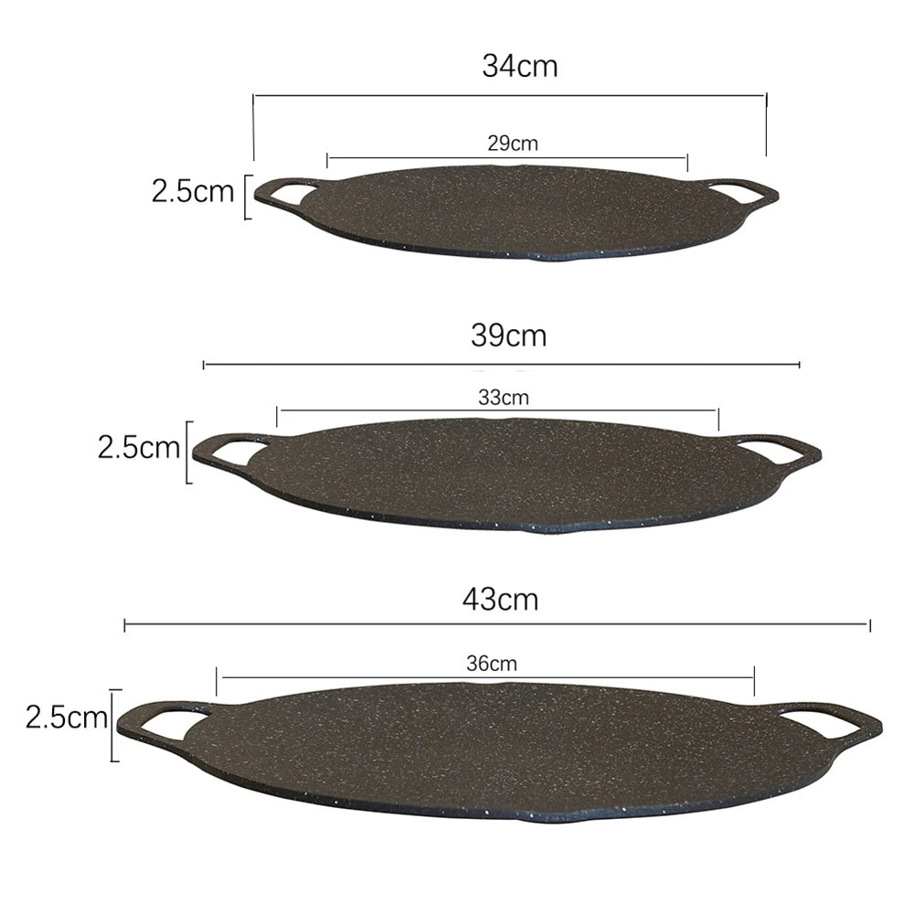 Korean Round Non-Stick Camping Barbecue Plate