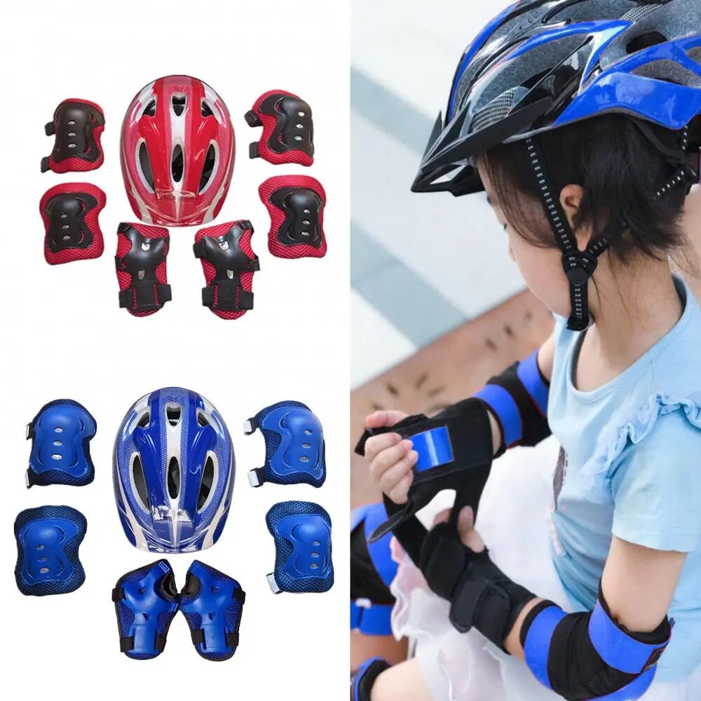 Safety Helmet Knee Elbow Wrist Guard Pad Set