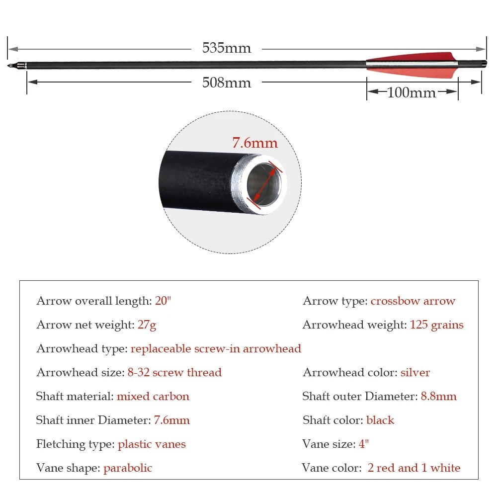 6/12/24pcs Toparchery 20inch Carbon Bolts