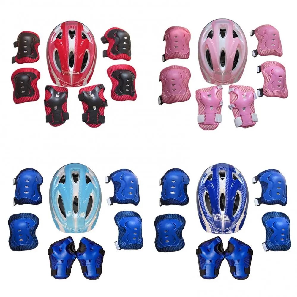 Safety Helmet Knee Elbow Wrist Guard Pad Set